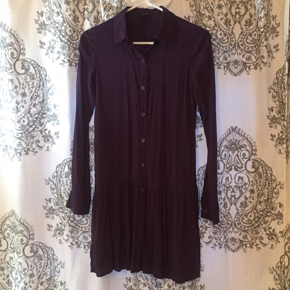 Theory eggplant button down dress